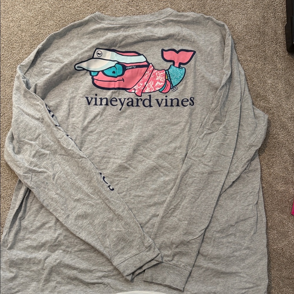 Vineyard Vines Gray Long Sleeve with Colorful Whale